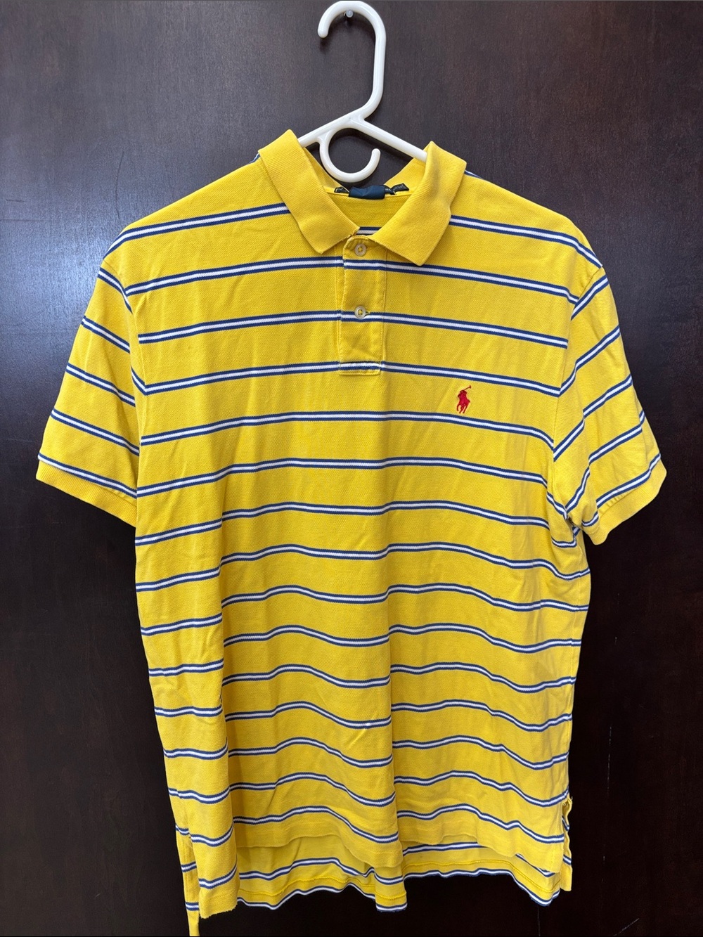 Ralph Lauren Yellow Polo with Navy & White Stripes